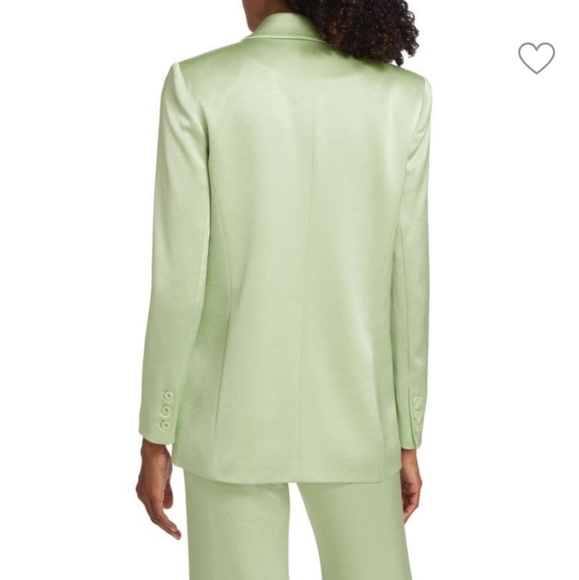 NWT$495 Alice and Olivia Denny Satin Single Breasted Blazer Jacket in Green Sz 8 - Picture 2 of 15